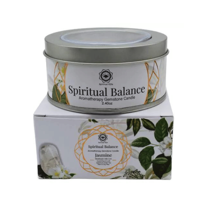Equilibrio Spirituale - Gelsomino Candela profumata con Cristallo di Rocca - Spiritual Balance Green Tree - 256gr.