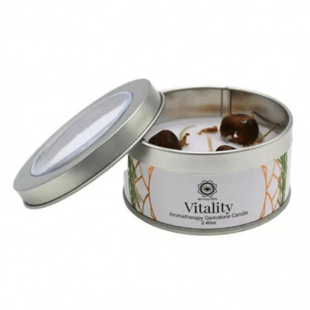 Vitalità - Zenzero dolce e Rosmarino Candela profumata con Occhio di Tigre - Vitality Green Tree - 70gr.