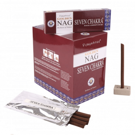 Golden Nag 7 Chakra 10 Bastoni Dhoop incenso Organico Vijayshree Seven Chakras