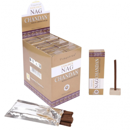 Golden Nag Chandan 10 Bastoni Dhoop incenso Organico Vijayshree Sandalo