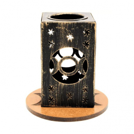 Brucia Incenso Resine e Porta T-Light in metallo e  (6 x 6 x 10cm) - Tripla Luna