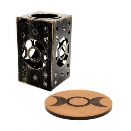 Brucia Incenso Resine e Porta T-Light in metallo e  (6 x 6 x 10cm) - Tripla Luna