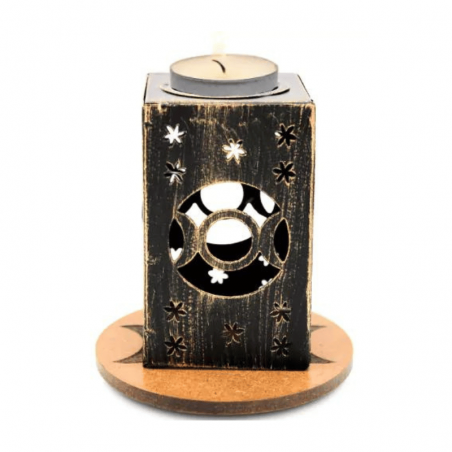 Brucia Incenso Resine e Porta T-Light in metallo e  (6 x 6 x 10cm) - Tripla Luna