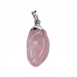 Ciondolo Quarzo Rosa Pietra Naturale (± 10 - 30mm) montata su metallo