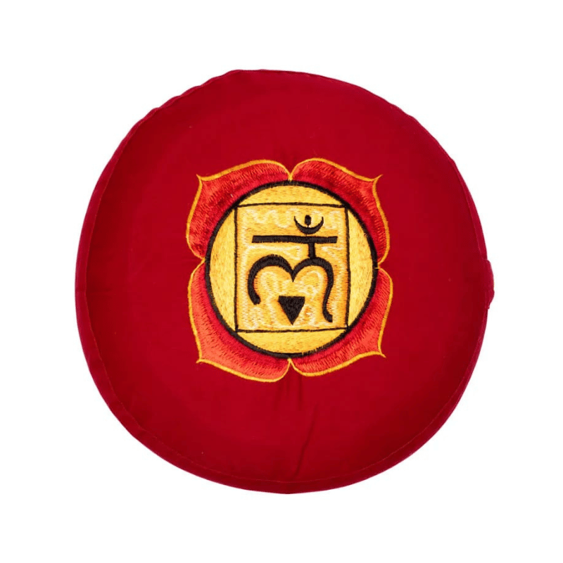 1° Chakra Cuscino Yoga per Meditazione Cotone Ricamato - (33 x 13cm - ± 2400gr.) - Tondo