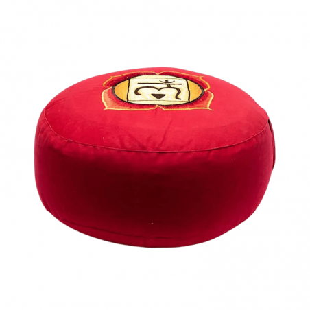 1° Chakra Cuscino Yoga per Meditazione Cotone Ricamato - (33 x 13cm - ± 2400gr.) - Tondo