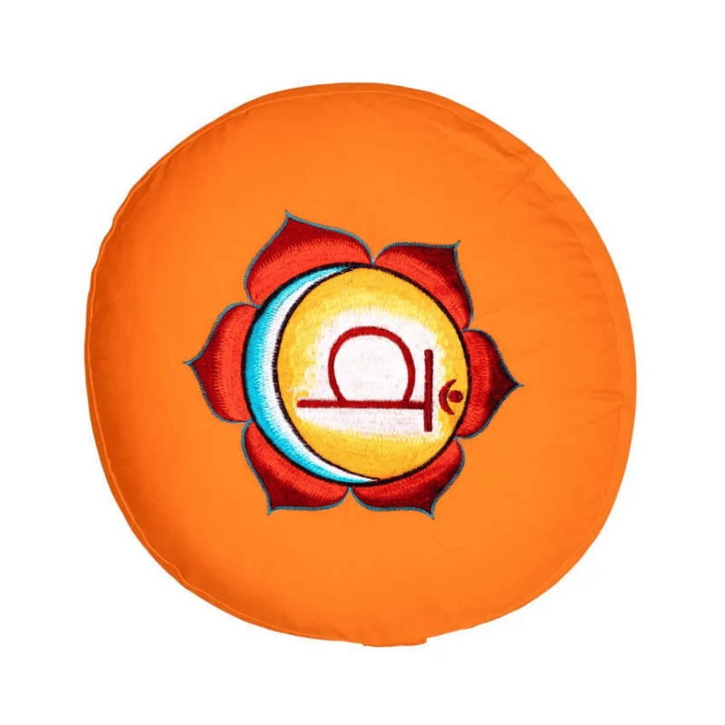 2° Chakra Cuscino Yoga per Meditazione Cotone Ricamato - (33 x 13cm - ± 2400gr.) - Tondo