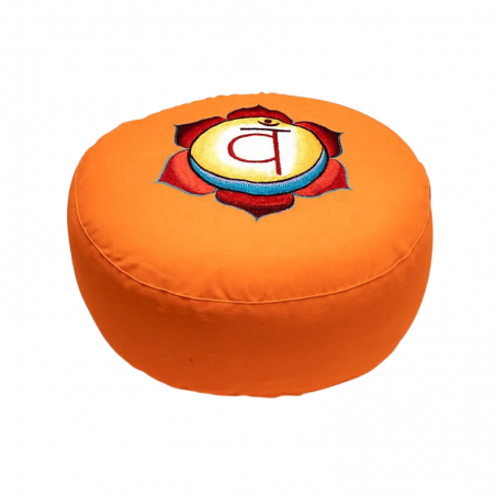2° Chakra Cuscino Yoga per Meditazione Cotone Ricamato - (33 x 13cm - ± 2400gr.) - Tondo
