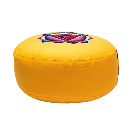 3° Chakra Cuscino Yoga per Meditazione Cotone Ricamato - (33 x 13cm - ± 2400gr.) - Tondo
