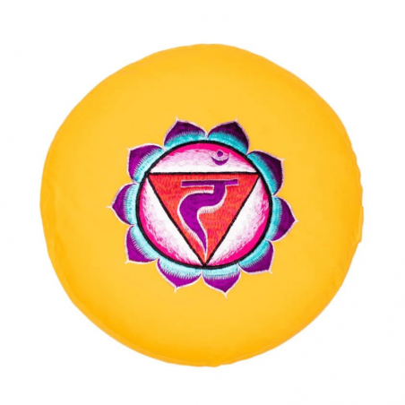 3° Chakra Cuscino Yoga per Meditazione Cotone Ricamato - (33 x 13cm - ± 2400gr.) - Tondo