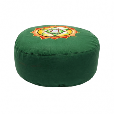 4° Chakra Cuscino Yoga per Meditazione Cotone Ricamato - (33 x 13cm - ± 2400gr.) - Tondo
