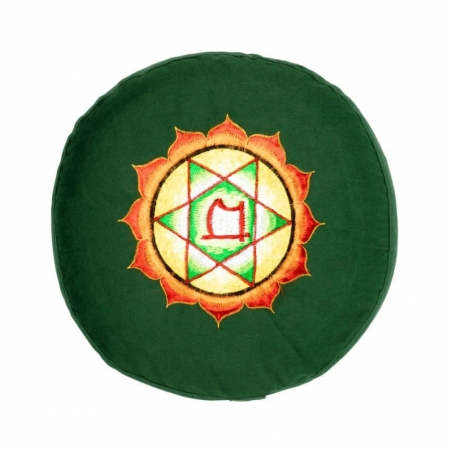4° Chakra Cuscino Yoga per Meditazione Cotone Ricamato - (33 x 13cm - ± 2400gr.) - Tondo