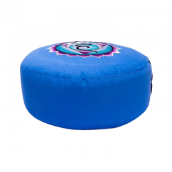 Cuscino da Meditazione Blu con Simbolo Vishuddha – 5° Chakra