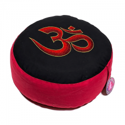 Cuscino Meditazione con Ricamo OM – Rosso e Nero | Comfort e Spiritual