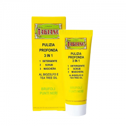 Detergente viso 3 in 1 al biozolfo Tabiano, Tea Tree, Olio Riso e Sangue di Drago - 75ml