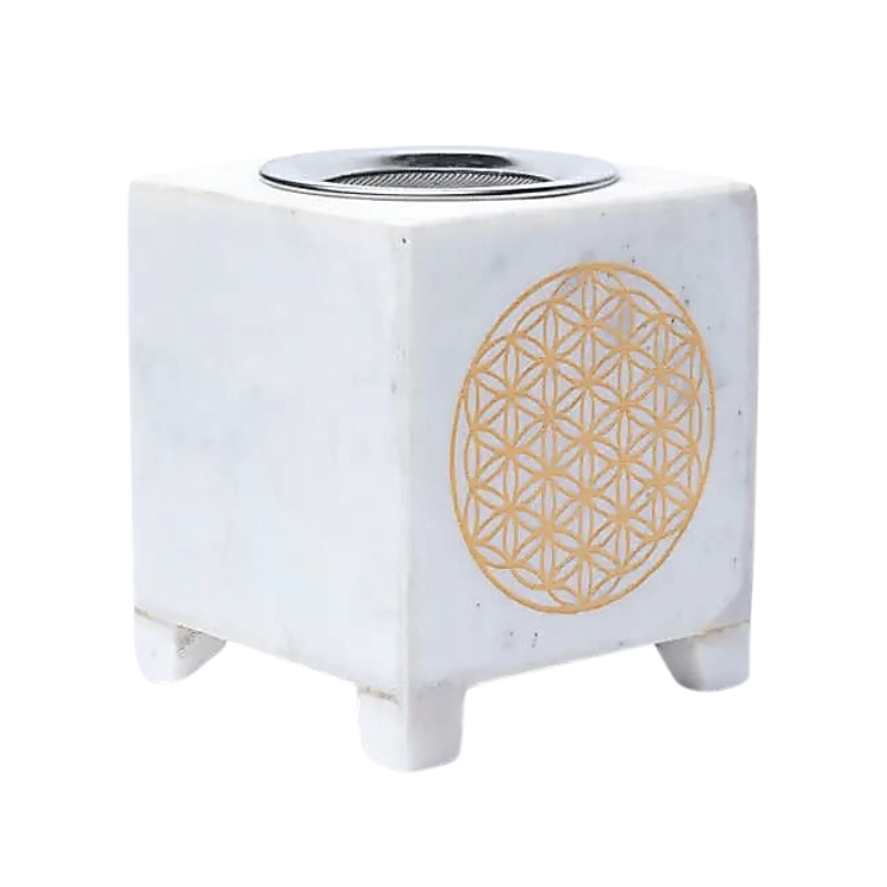 Brucia Incenso Marmo Bianco – Fiore della Vita 75 mm