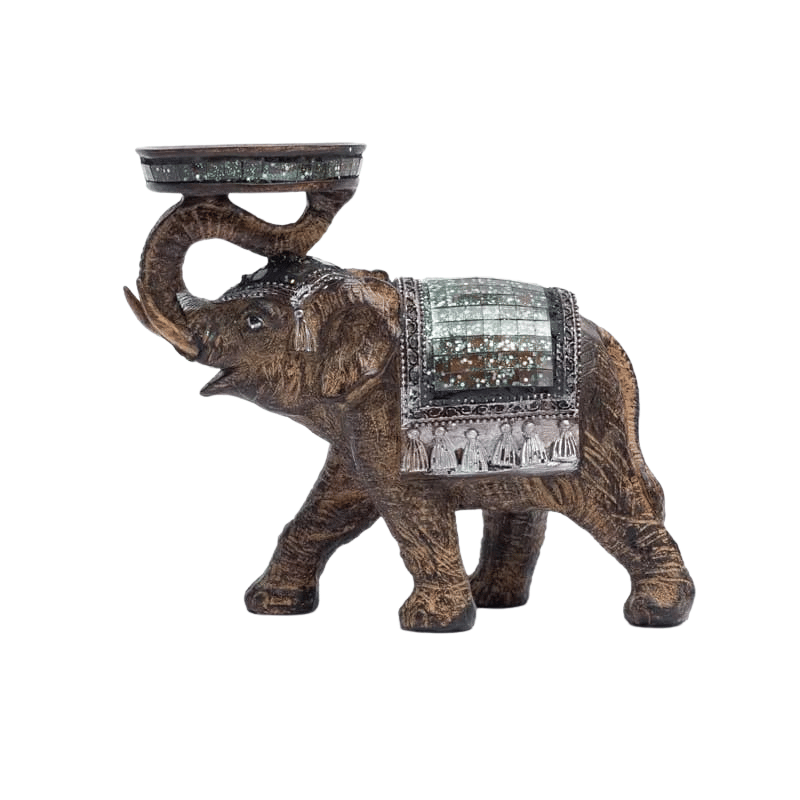 Statuetta Elefante in resina portacandele Votive e Lumini - (14 x 16 x 6 cm)