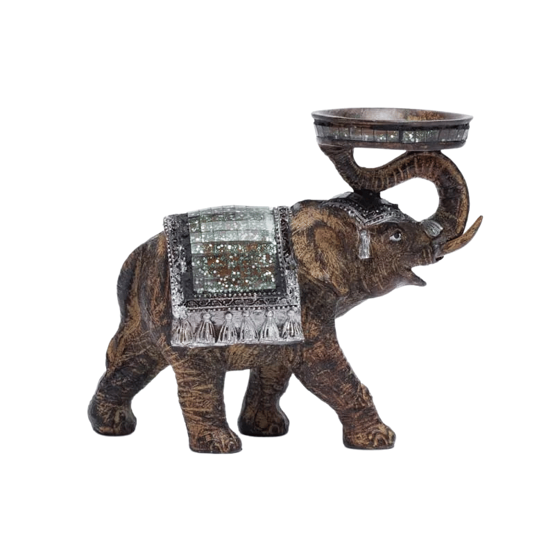 Statuetta Elefante in resina portacandele Votive e Lumini - (14 x 16 x 6 cm)