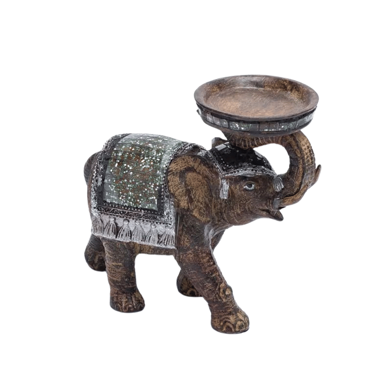 Statuetta Elefante in resina portacandele Votive e Lumini - (14 x 16 x 6 cm)