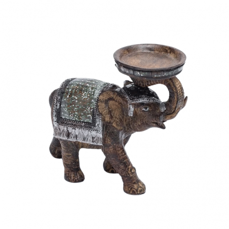 Statuetta Elefante in resina portacandele Votive e Lumini - (14 x 16 x 6 cm)