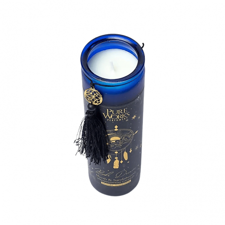 Candela Sogni Boho cera di soia in vetro con nappina - (20,5 x 5,5 x 5,5cm - 300gr. -  ± 80 ore)