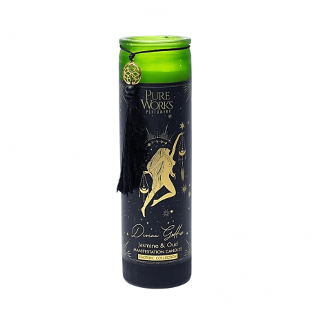 Candela Dea Divina cera di soia in vetro con nappina - (20,5 x 5,5 x 5,5cm - 300gr. -  ± 80 ore)