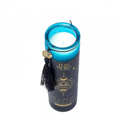 Candela Occhio della Provvidenza cera di soia in vetro con nappina - (20,5 x 5,5 x 5,5cm - 300gr. -  ± 80 ore) 2