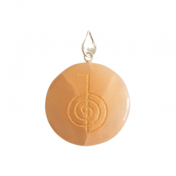 Calcite Arancione Pendente Pietra Naturale con simbolo Cho Ku Rei e Gancio in Metallo - (± 30mm)