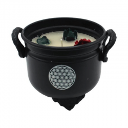 Salvia Bianca Candela Calderone profumata cera di soia (± 490gr. - ± 30 / 32 ore) - Fiore della Vita