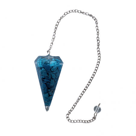 Turchese Pendolo in Orgonite Sfaccettata da 4cm con Catena da 20cm