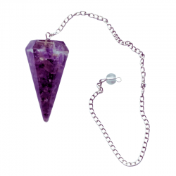 Ametista Pendolo in Orgonite Sfaccettata da 4cm con Catena da 20cm
