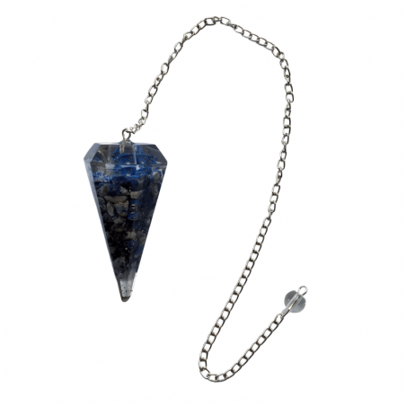 Lapislazzuli Pendolo in Orgonite Sfaccettata da 4cm con Catena da 20cm