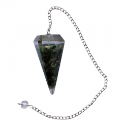 Avventurina Verde Pendolo in Orgonite Sfaccettata da 4cm con Catena da 20cm