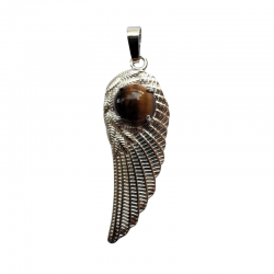 Occhio di Tigre Pendente Ala in Metallo con Pietra Naturale - (47 x 16mm)
