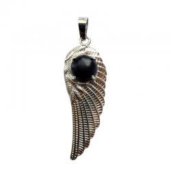 Onice Nero Pendente Ala in Metallo con Pietra Naturale - (47 x 16mm)