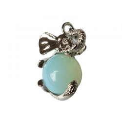 Opalite Pendente Elefante metallo con Sfera in Pietra Naturale da 16mm