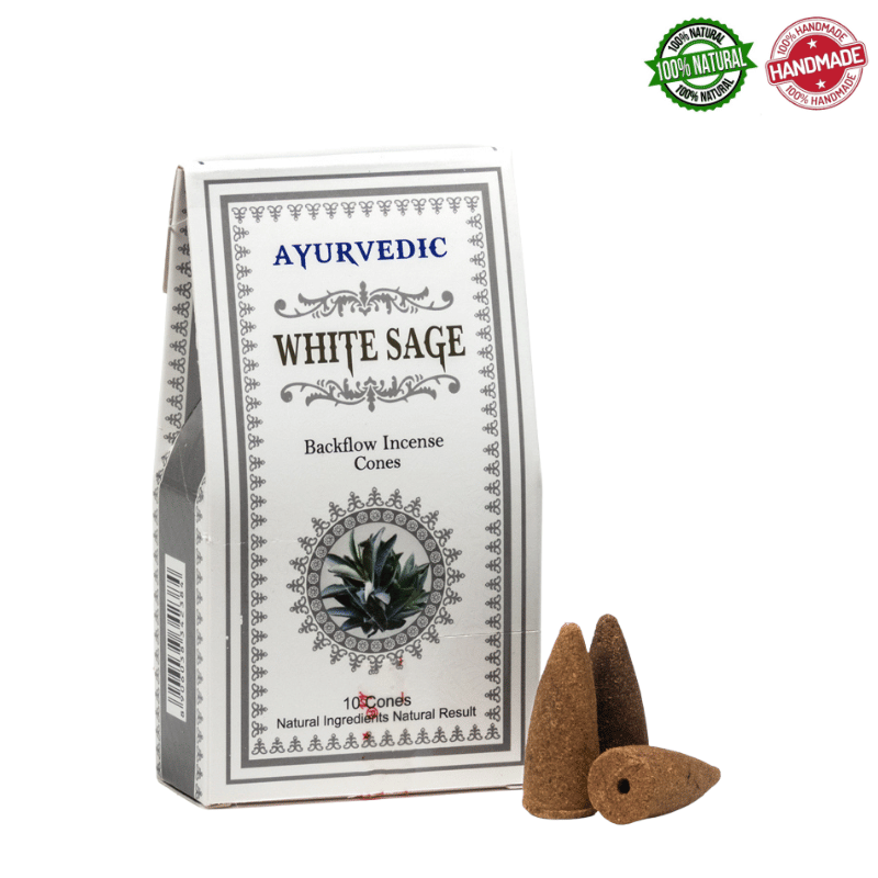 Salvia Bianca 10 Coni Incenso a riflusso Ayurvedic White Sage Backflow
