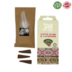 Salvia Bianca & Lavanda 8 Coni Incenso Jumbo Backflow Native Soul Green Tree