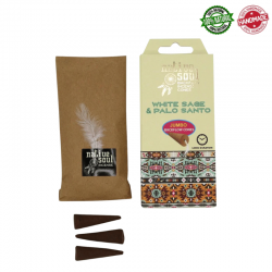 Palo Santo & Salvia Bianca 8 Coni Incenso Jumbo Backflow Native Soul Green Tree
