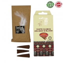Salvia Bianca & Sangue di Drago 8 Coni Incenso Jumbo Backflow Native Soul Green Tree