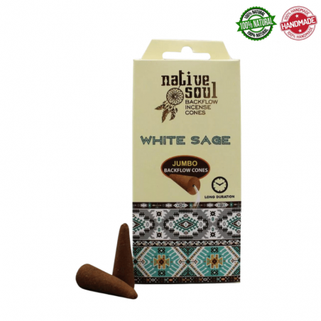 Salvia Bianca 8 Coni Incenso Jumbo Backflow Native Soul Green Tree White Sage
