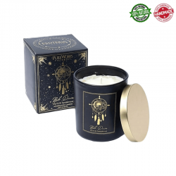 Candela Sogni Boho cera di soia e Cristalli di Rocca in vetro - (9 x 7 x 7cm - 200gr. -  ± 50 ore)