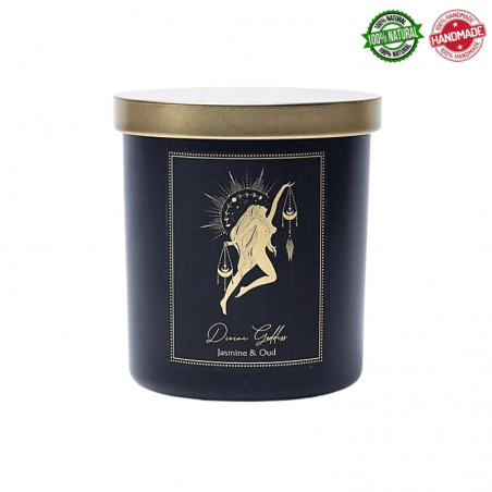 Candela Dea Divina cera di soia e Giada Xinji in vetro - (9 x 7 x 7cm - 200gr. -  ± 50 ore)