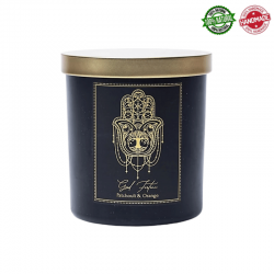 Candela Buona Fortuna cera di soia e Occhio di Tigre in vetro - (9 x 7 x 7cm - 200gr. -  ± 50 ore) 2