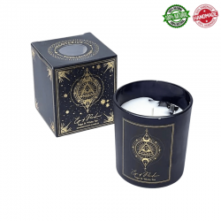 Candela Occhio della Provvidenza cera di soia e Ossidiana Nera in vetro - (8 x 7 x 7cm - 120gr. -  ± 20 ore)