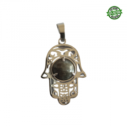 Labradorite Pendente Mano di Fatima in Metallo con Pietra Naturale da 10mm - (33 x 22mm)