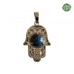 Lapislazzuli Pendente Mano di Fatima in Metallo con Pietra Naturale da 10mm - (33 x 22mm)