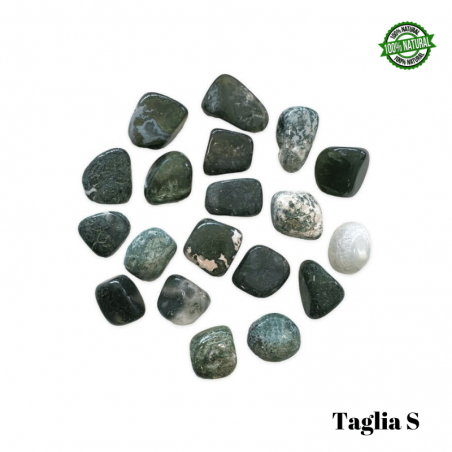 Agata Muschiata Verde Pietra Burattata Medium (± 25/35mm - ± 19/29gr.) - Qualità AB