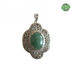 Avventurina Verde Pendente con ricamo in Metallo con Pietra Naturale da 20 x 15mm - (44 x 32mm)