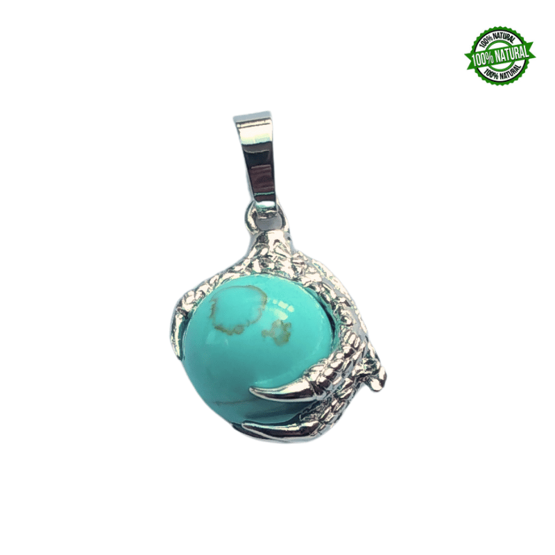 Turchesite Pendente Artiglio metallo con Sfera in Pietra Naturale da 12mm